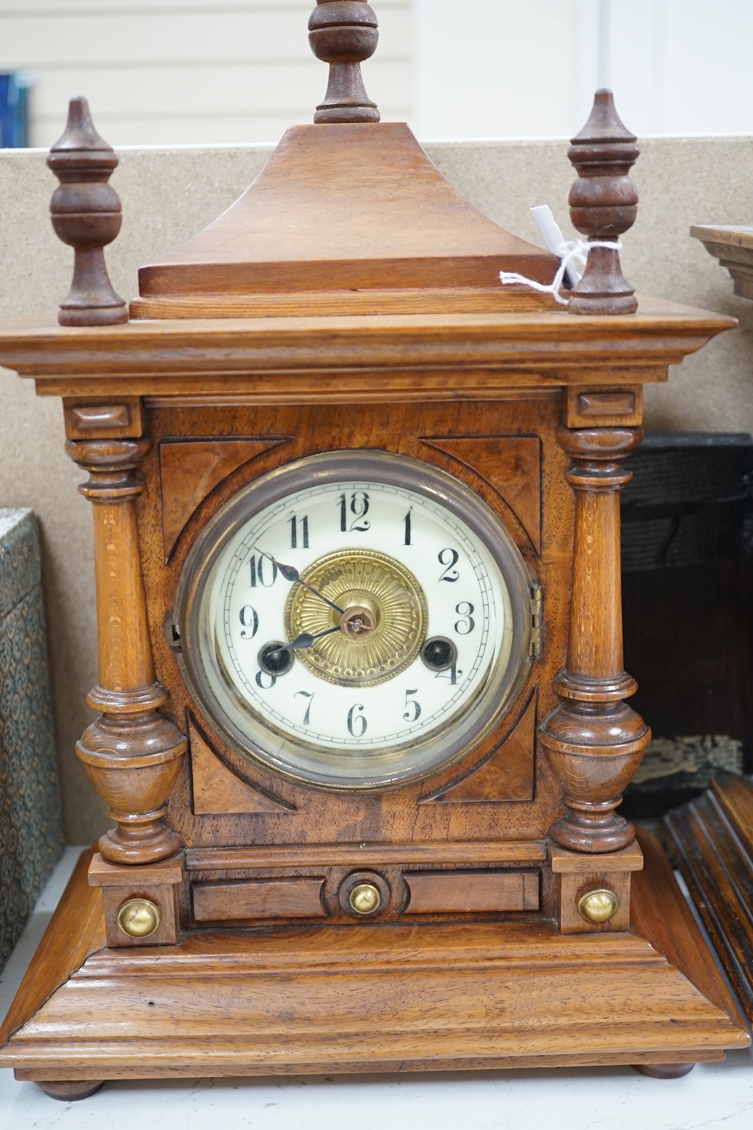 Three various late 19th century mantel clocks, tallest 50cm. Condition - fair. Not tested as working